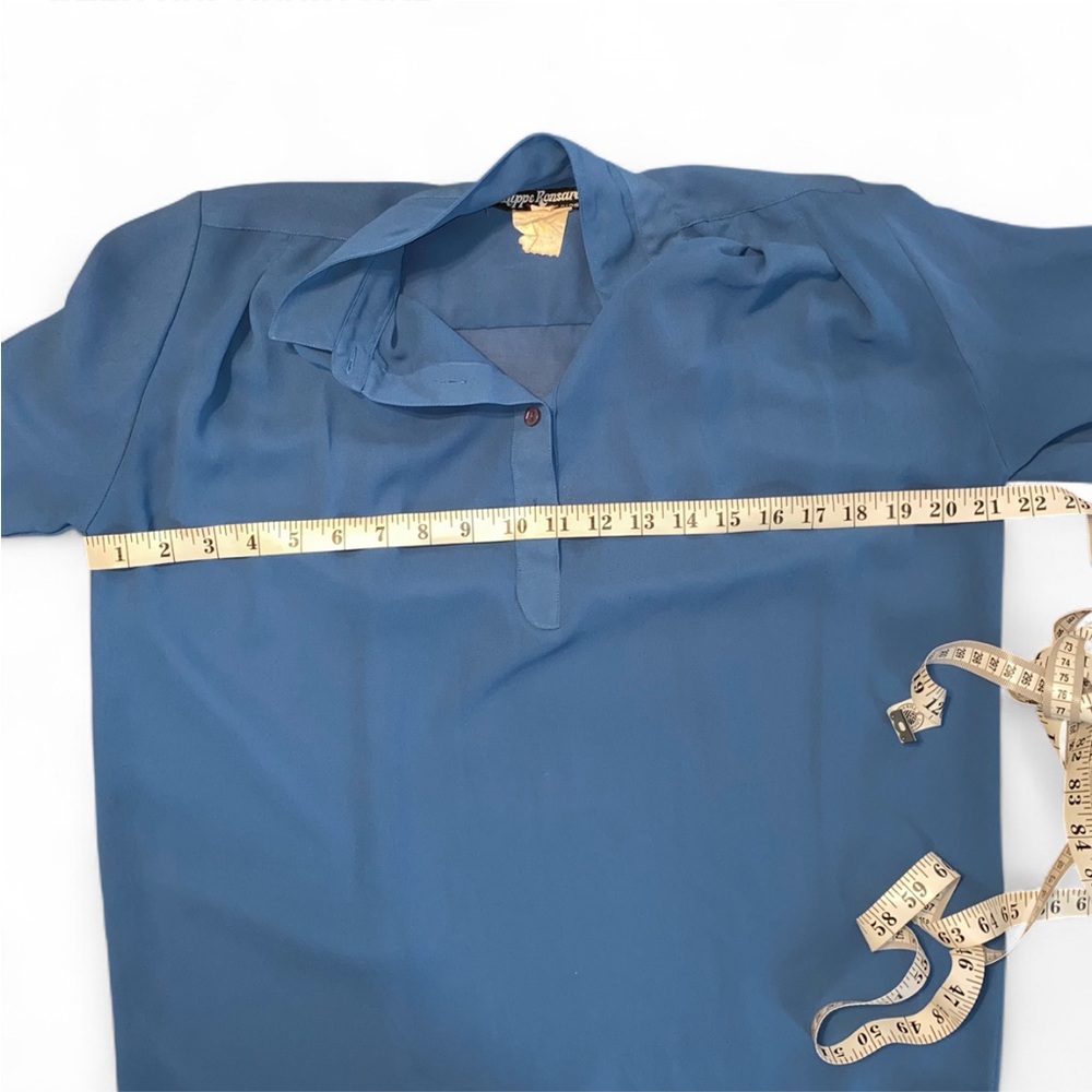 Philippe Ronsard Paris Vintage Sheer Blue Long Sleeve Blouse - Picture 7 of 10